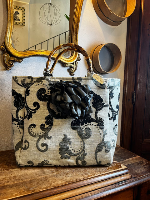 Borsa Anastasia broccato con manici bambù
