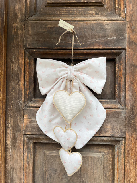 Fiocco nascita con cuore da ricamare
