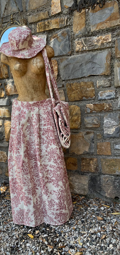 Outfit mare in toile de jouy rosso