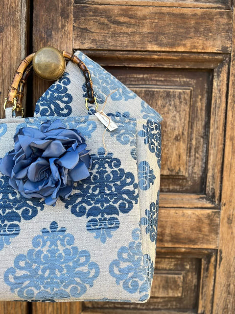 Borsa Anastasia broccato con manici bambù