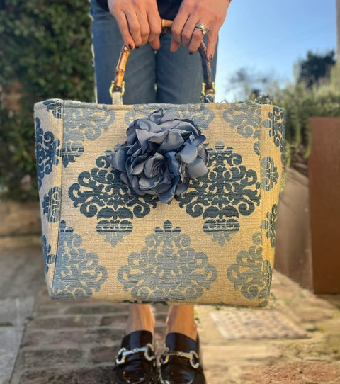 Borsa Anastasia broccato con manici bambù