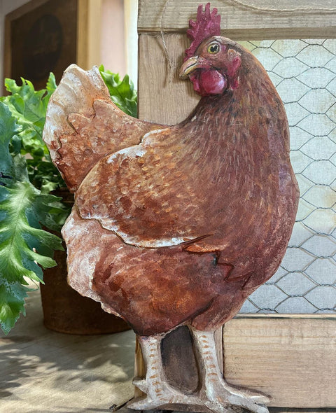 Quadro gallo Giorgio e gallina Agrippina dipinti a mano
