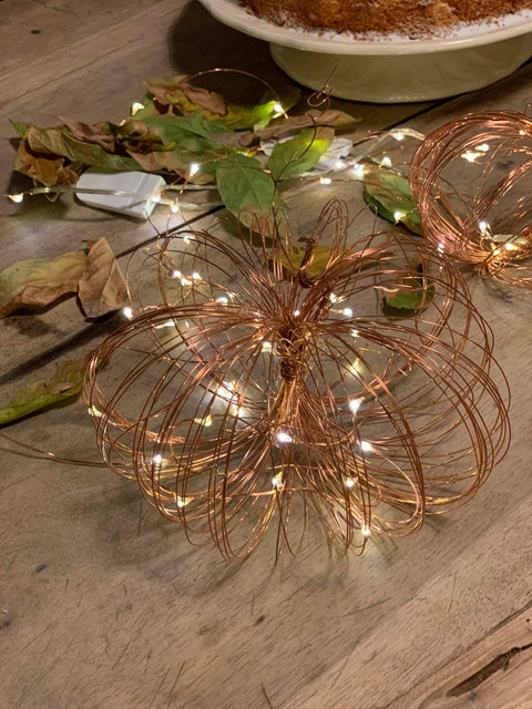 Zucche in fil di ferro con led