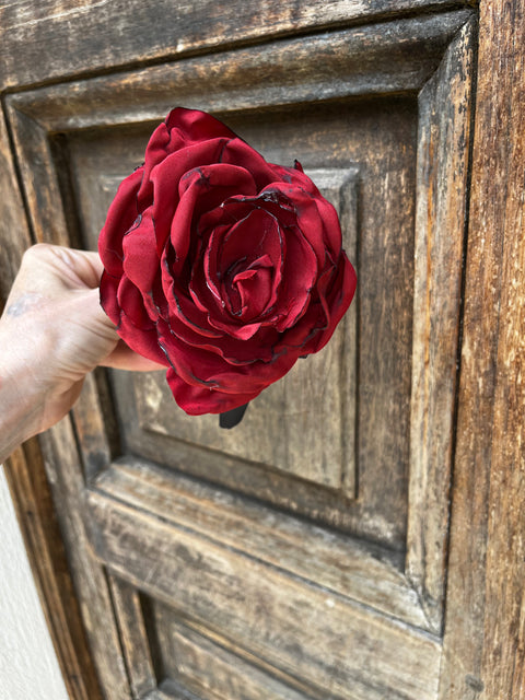 Cerchietto con rosa rossa