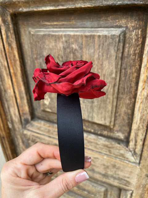 Cerchietto con rosa rossa