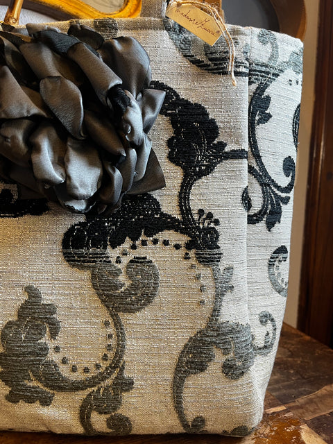 Borsa Anastasia broccato con manici bambù