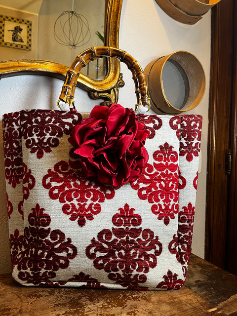 Borsa Anastasia broccato con manici bambù