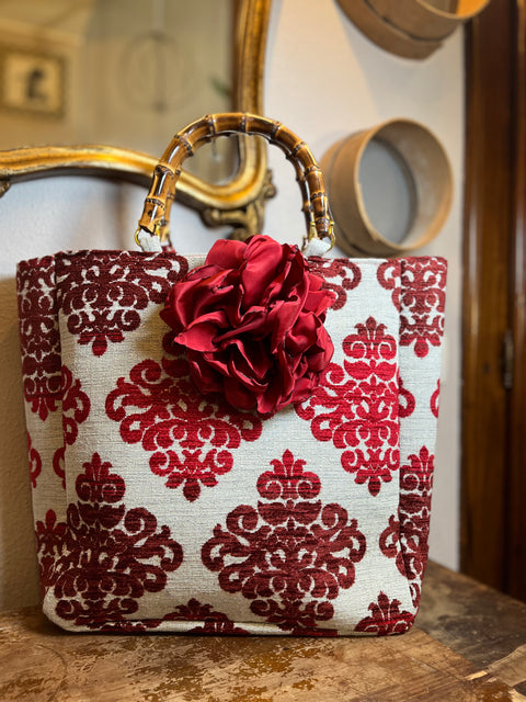 Borsa Anastasia broccato con manici bambù