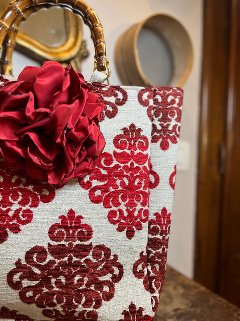 Borsa Anastasia broccato con manici bambù