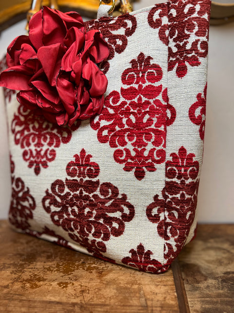 Borsa Anastasia broccato con manici bambù
