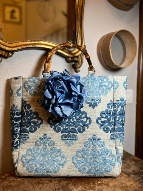 Borsa Anastasia broccato con manici bambù