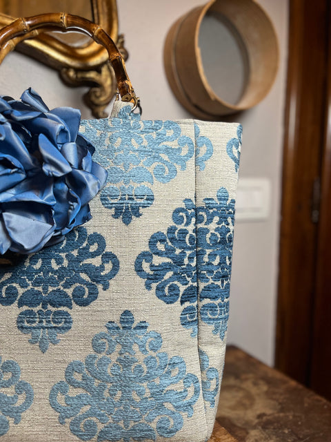 Borsa Anastasia broccato con manici bambù