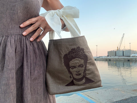Borsa in lino fiocco