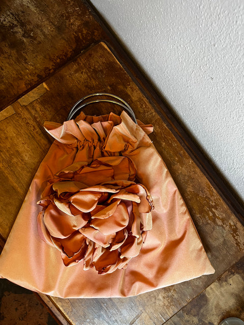 Borsa in tafta con peonia