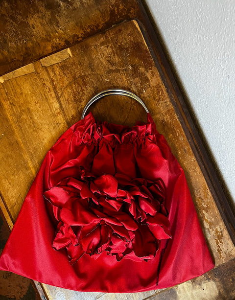 Borsa in tafta con peonia