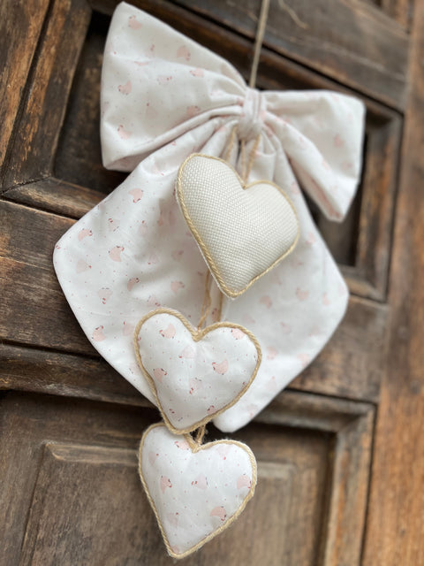 Fiocco nascita con cuore da ricamare