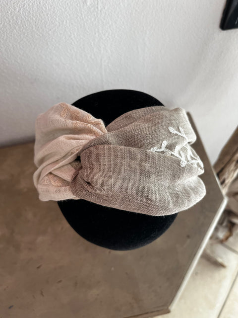 Fascia per capelli con stoffe d'arredo anni 60