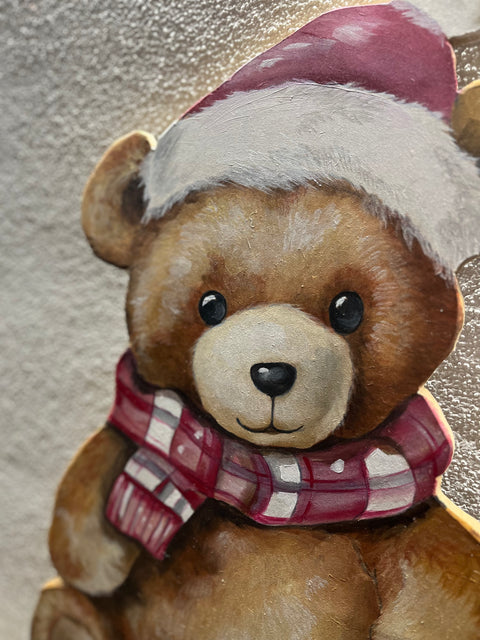 Orso di legno dipinto a mano