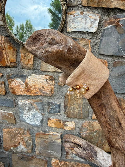 Bracciale gioiello in tessuto d'arredo con gemme- due pezzi unici