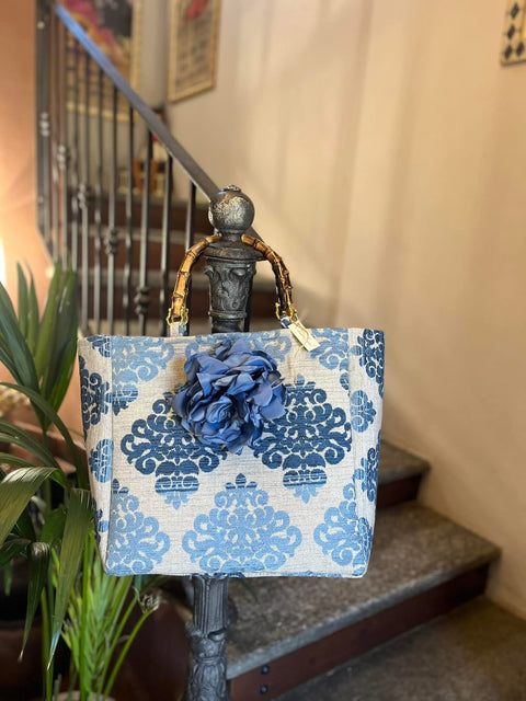 Borsa Anastasia broccato con manici bambù