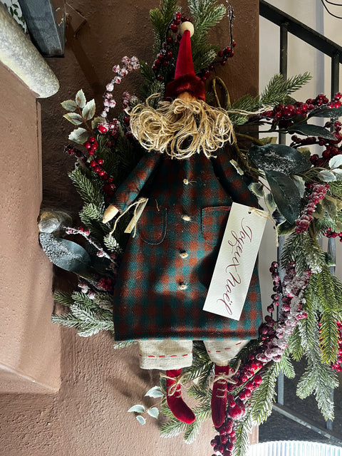 Babbo Natale lanata verde e rossa a quadretti