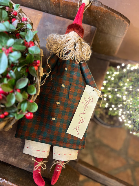 Babbo Natale lanata verde e rossa a quadretti