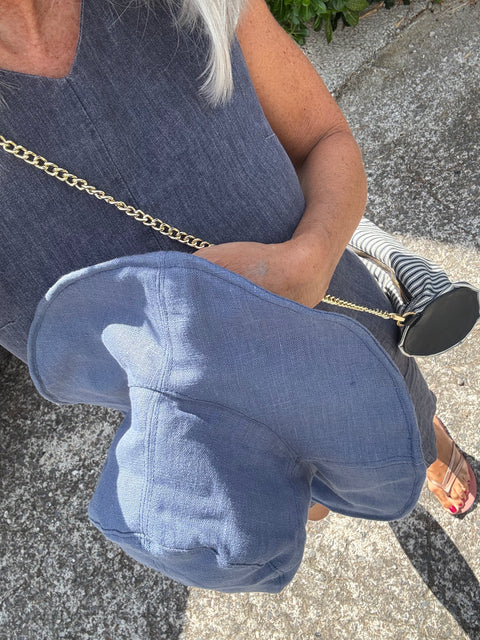 Coordinato cappello e borsa blu