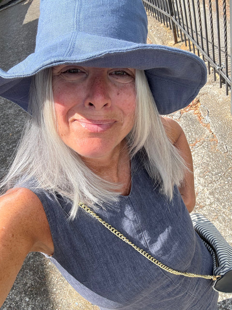Coordinato cappello e borsa blu
