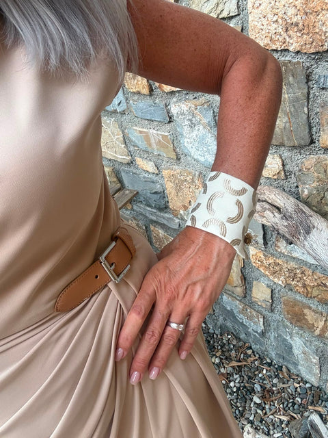 Bracciale gioiello in tessuto d'arredo con gemme- due pezzi unici